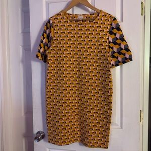 H&M Yellow and Black Geometric Mini Dress